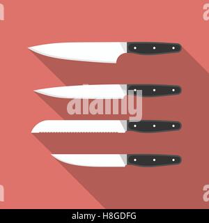 Küchenmesser. Vektor-Sammlung von Koch-Messer. Flachen Stil Stock Vektor