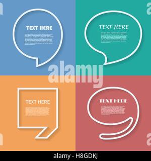 Icon-Set des Angebots. Speech Bubble Vorlagen mit Zitat Zeichen, symbol Stock Vektor