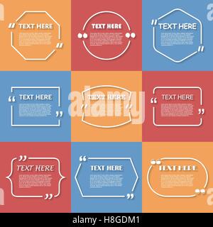 Icon-Set des Angebots. Speech Bubble Vorlagen mit Zitat Zeichen, symbol Stock Vektor
