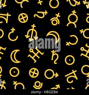 Sternzeichen und Astrologie Symbole der Planeten. Nahtlose Muster, endlosen Hintergrund. Vektor-Kulisse. Vektor-illustration Stock Vektor