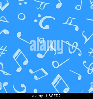 Nahtloses Muster von Hand gezeichnet, Noten und Symbole. Endlose Vektor Hintergrund. Vektor-illustration Stock Vektor