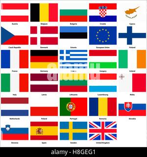 Alle Flaggen der Länder der Europäischen Union. Vektor-illustration Stock Vektor