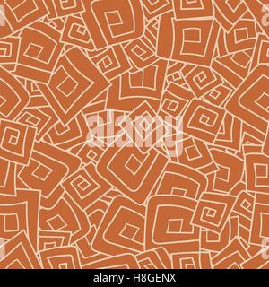 Nahtlose Muster aus Quadraten, Spiralen, Raute Stock Vektor