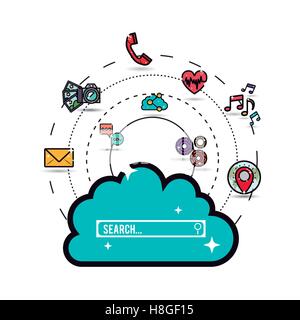 Cloud-Speicher und Internet bezogene Symbole Bild Vektor-Illustration-Design Stock Vektor