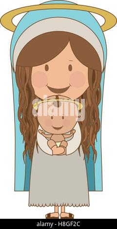 Jungfrau Maria Holding baby Jesus Heilige Familie Symbol Bild Vektor-Illustration-Design Stock Vektor