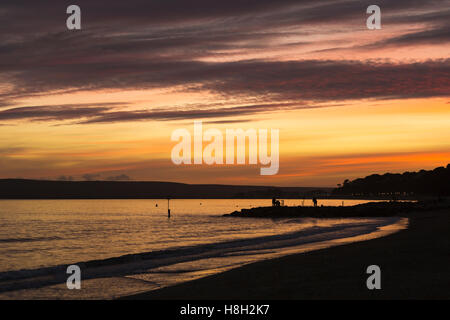 Branksome Chine, Poole, Dorset, UK. 13. November 2016. Atemberaubenden Sonnenuntergang mit Blick auf Sandbänken und Poole Credit: Carolyn Jenkins/Alamy Live News Stockfoto