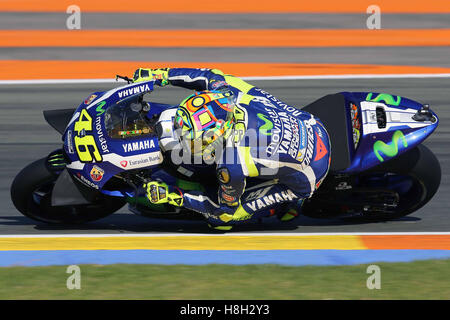 Valencia, Spanien. 13. November 2016.  Valentino Rossi von Italien und Movistar Yamaha MotoGP in Aktion während des Rennens der MotoGP von Valencia - Rennen in der Comunitat Valenciana Ricardo Tormo Circuit am 13. November 2016 in Valencia, Spanien...  Bildnachweis: Marco Iorio/Alamy Live-Nachrichten Stockfoto