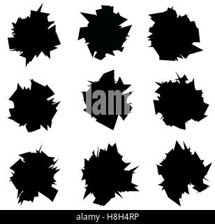 aufgelöste schwarze scharfe Silhouette Ikonensammlung über weiß Stock Vektor