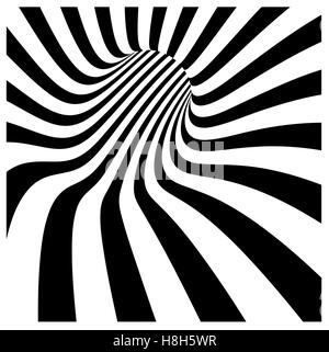 Tunnel Vortex in konzentrischen schwarzen und weißen Streifen Stock Vektor