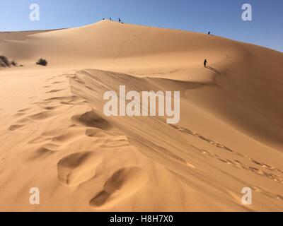 Unbegrenzte leere Wüste Panorama von Nordafrika Bechar Algerien, Taghit Sandwüste Stockfoto