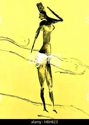 Alte antike Bronzezeit Wand Petroglyph in Tamanrasset, Algerien. Tamanrasset hat viele Höhlen, die gemalt hatte durch den alten Menschen.