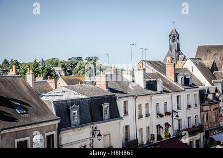 Blick auf eine Straße in der Nähe des Schlosses Amboise, La Loire, Frankreich Stockfoto