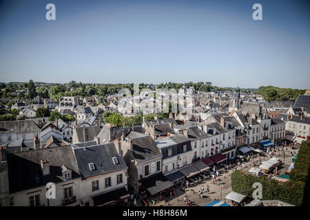 Blick auf eine Straße in der Nähe des Schlosses Amboise, La Loire, Frankreich Stockfoto