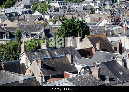 Blick auf eine Straße in der Nähe des Schlosses Amboise, La Loire, Frankreich Stockfoto