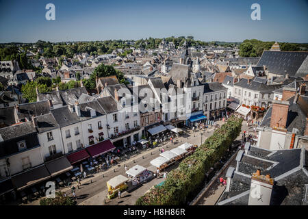 Blick auf eine Straße in der Nähe des Schlosses Amboise, La Loire, Frankreich Stockfoto