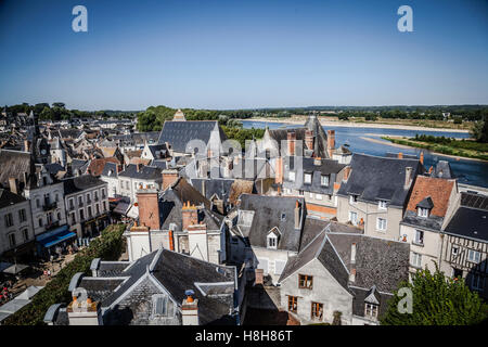 Blick auf eine Straße in der Nähe des Schlosses Amboise, La Loire, Frankreich Stockfoto