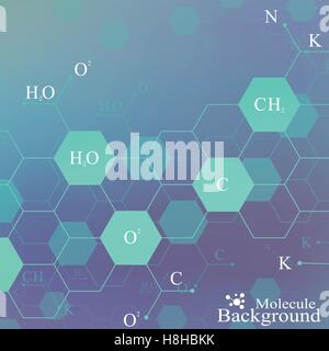 DNA-Molekül auf blauem Hintergrund. Grafischen Hintergrund für Ihr Design und Text. Vektor-Illustration Stock Vektor