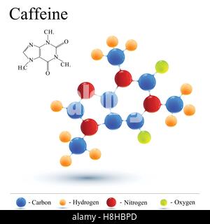 Modernes Logo Symbol Koffein. Vektor Vorlage für Medizin, Wissenschaft, Technik, Chemie Stock Vektor