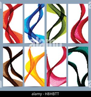 Große Reihe von bunten Fahnen mit geschwungenen Linien.  Moderne Seite Website-Design-Templates. Vektor-illustration Stock Vektor