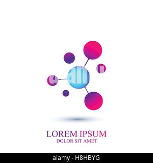 Modernes Logo Symbol Dna und Molekül. Vektor Vorlage für Medizin, Wissenschaft, Technik, Chemie, Biotechnologie Stock Vektor