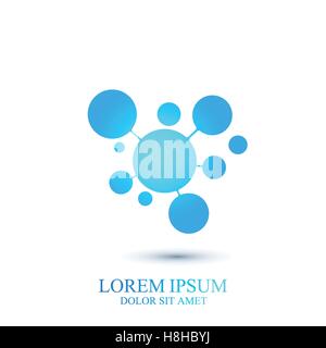 Modernes Logo Symbol Dna und Molekül. Vektor Vorlage für Medizin, Wissenschaft, Technik, Chemie, Biotechnologie Stock Vektor