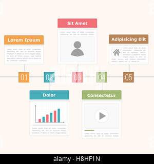 Zeitachse Vorlage mit Zahlen Stockfoto