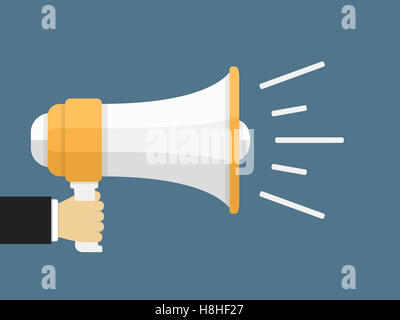 Hand halten Megaphon Stockfoto