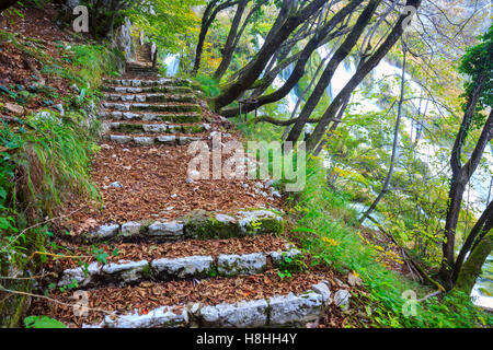 Schöne Herbst Szene im Nationalpark Plitvice in Kroatien Stockfoto