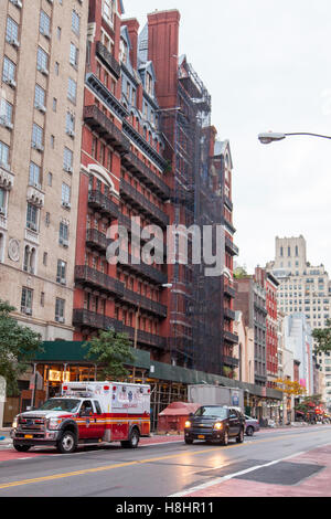 Das Chelsea Hotel, berühmt für die Prominenz der Bewohner, Chelsea, Manhattan, New York City, Vereinigte Staaten von Amerika. Stockfoto