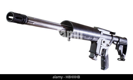 Moderne halb automatischen Gewehr, das auf weißem isoliert Stockfoto