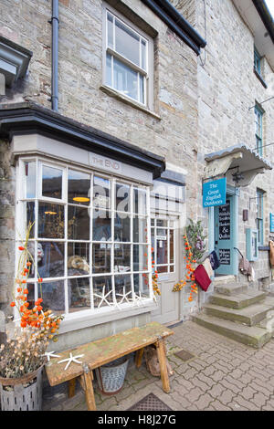 Läden in Hay on Wye, Kind, Wales, UK Stockfoto