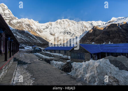 Annapurna vom Annapurna Basislager Stockfoto