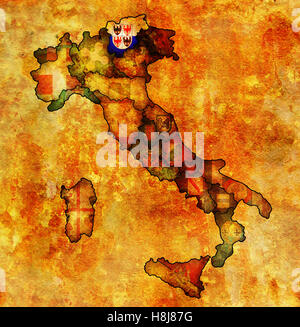 Region Süd Tirol auf Verwaltung Karte von Italien mit Flaggen Stockfoto