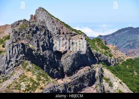 Wanderweg vom Pico Do Arieiro zum Pico Do Ruivo, Madeira Stockfoto