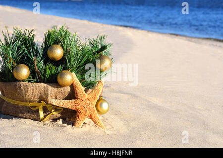 Weihnachtsbaum am Strand Stockfoto