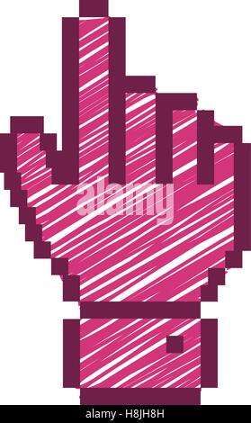 pixelige Hand nach oben mit Fushia gestreift-Vektor-illustration Stock Vektor