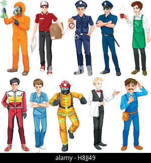 Männer, die verschiedene Arten von Jobs illustration Stock Vektor