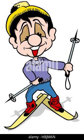 Lächelnde Ski Skifahren Stock Vektor