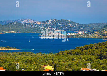 Murter Insel-Archipel und Stadt Betina Ansicht, Dalmatien, Kroatien Stockfoto