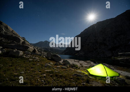 Nacht am Evolution Lake, Kings Canyon Nationalpark Sierra Nevada Mountains, Kalifornien, Vereinigte Staaten von Amerika Stockfoto