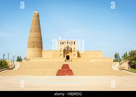 Blick über Emin Minarett und die Moschee, das höchste Minarett in China. Turpan, Xinjiang Stockfoto