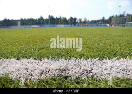 Close-up Kunstrasen für Fußball (Fußball)-Sportplatz Stockfoto