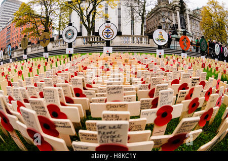 Belfast, Northern Ireland. 13. November 2016. Gedenkgottesdienst am Ehrenmal der Belfast City Hall. Bildnachweis: Stephen Barnes/Alamy Live-Nachrichten Stockfoto