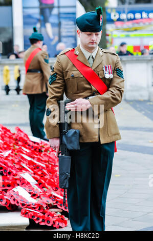 Belfast, Northern Ireland. 13. November 2016. Gedenkgottesdienst am Ehrenmal der Belfast City Hall. Bildnachweis: Stephen Barnes/Alamy Live-Nachrichten Stockfoto