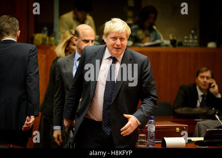 Brüssel, Bxl, Belgien. 14. November 2016. Britischer Außenminister Boris Johnson während FAC Rat der Außenminister der EU beim Europäischen Rat am Hauptsitz in Brüssel, Belgien auf 14.11.2016 von Wiktor Dabkowski Credit: Wiktor Dabkowski/ZUMA Draht/Alamy Live News Stockfoto