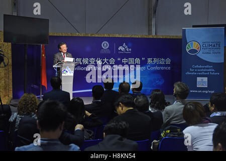 (161115) - Marrakesch, 15. November 2016 (Xinhua)--Chinas Vize-Außenminister Liu Zhenmin hält eine Rede bei einem Forum auf Süd-Süd-Zusammenarbeit bei der Bekämpfung des Klimawandels am Rande einer UN-Klimakonferenz in Marrakesch, Marokko, am 14. November 2016. China wird weiter zu stärken die Zusammenarbeit mit anderen Entwicklungsländern im Kampf gegen den Klimawandel, sagte Liu Zhenmin hier am Montag. (Zhao Dingzhe) (Yy) Stockfoto