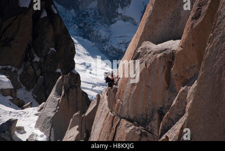 Kletterer auf die Aiguille du Midi Chamonix-Mont-Blanc, Frankreich Stockfoto