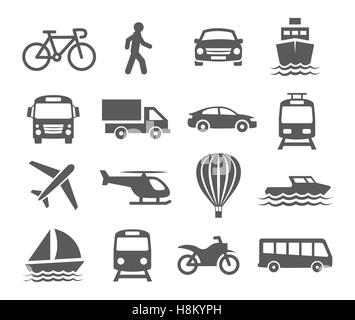 Transport-Symbole auf weißem Hintergrund. Vektor-Illustration. Stock Vektor