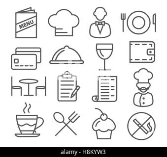 Restaurant Linie Symbole Stock Vektor