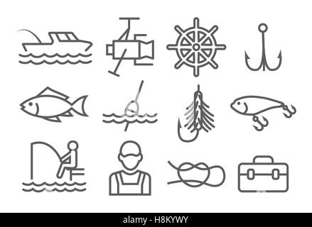 Fishing Line Icons Stock Vektor